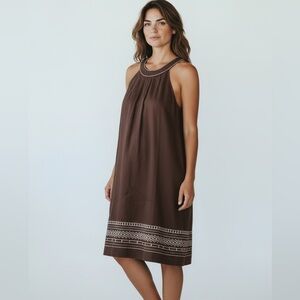New Direction Linen Blend Dress Size 10 Brown